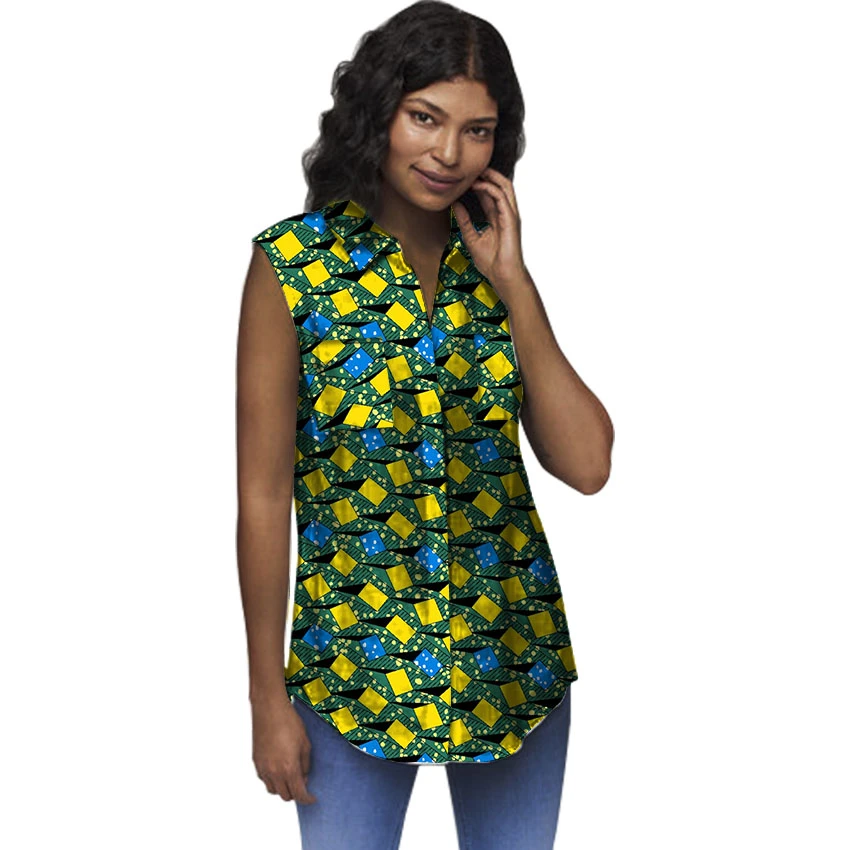 Camisetas de mujer africanas estampadas sin mangas Tops de mujer Africana camisetas Ankara personalizada|Blusas y camisas| - AliExpress
