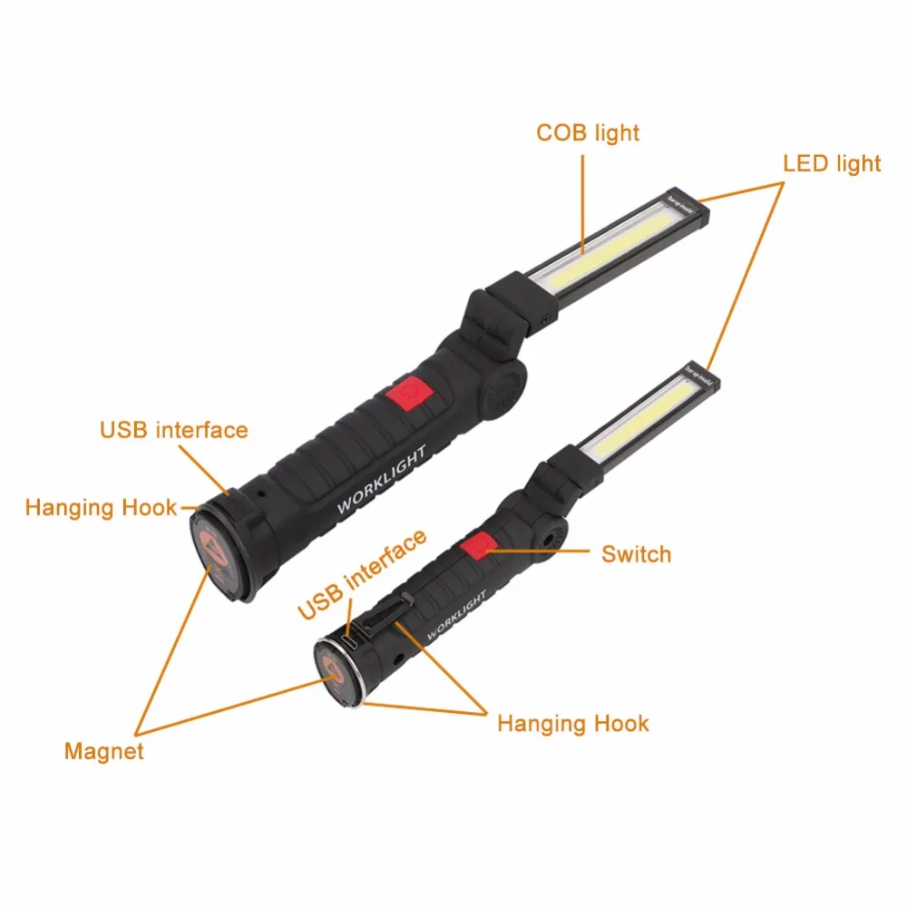 Супер яркий usb зарядка COB светодиодный светильник-вспышка 5 режимов работы светильник фонарь Linternas магнитный+ крючок для работы на открытом воздухе кемпинга