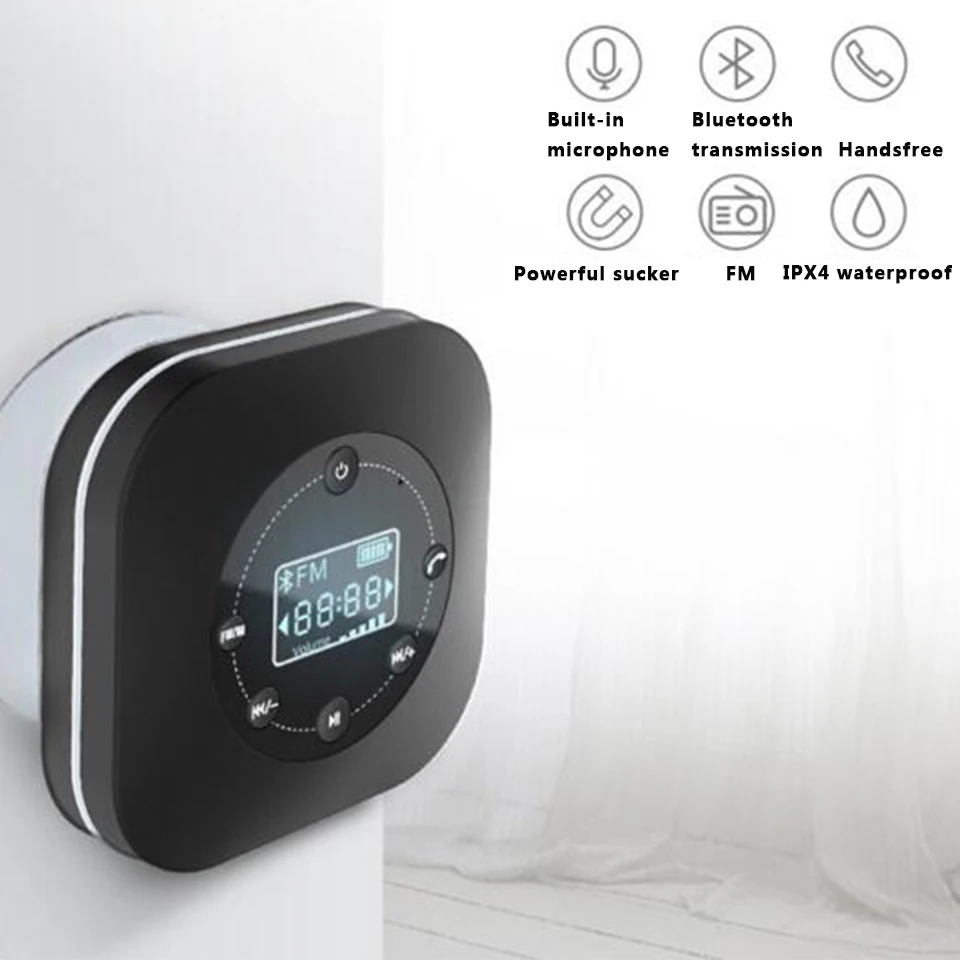 Беспроводная bluetooth колонка водонепроницаемая присоска для душа сабвуфер Hifi
