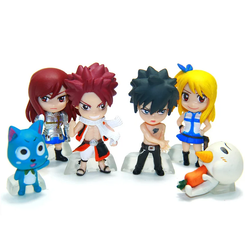 Anime Figure 6pcs/set Fairy Tail Natsu / Gray / Lucy / Erza PVC Action Figures Kids Toys Dolls Gifts for Girls