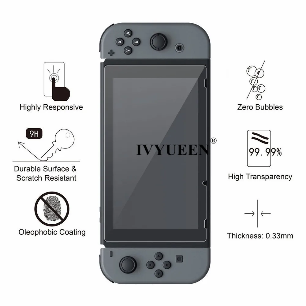 Сумка для хранения IVYUEEN, чехол для Kind Switch NS Console из закаленного стекла, защитный силиконовый чехол для Joy Con, контроллер