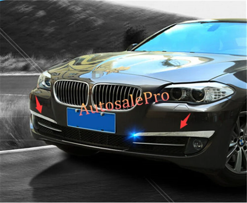 steel Front Fog Light grille side Lamp Eyelid Cover Trim For BMW 5 Series F10 GT F07 20112012