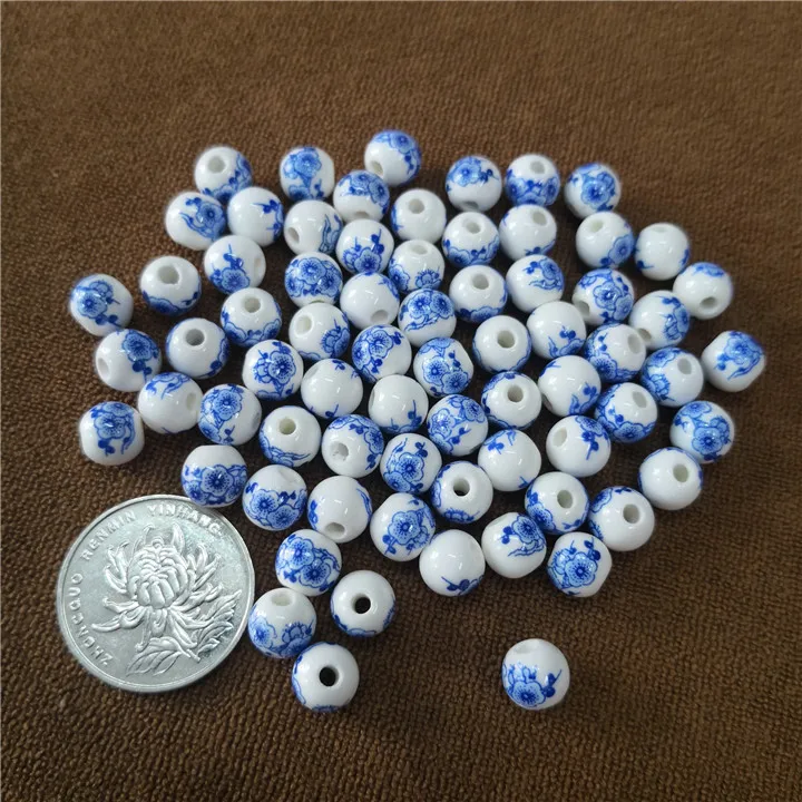 8  30pcs Ceramic Beads Diy Bracelet Necklace Jewelry Making 8mm Chinese Style Blue And White Porcelain Beads Hand Made Accessories