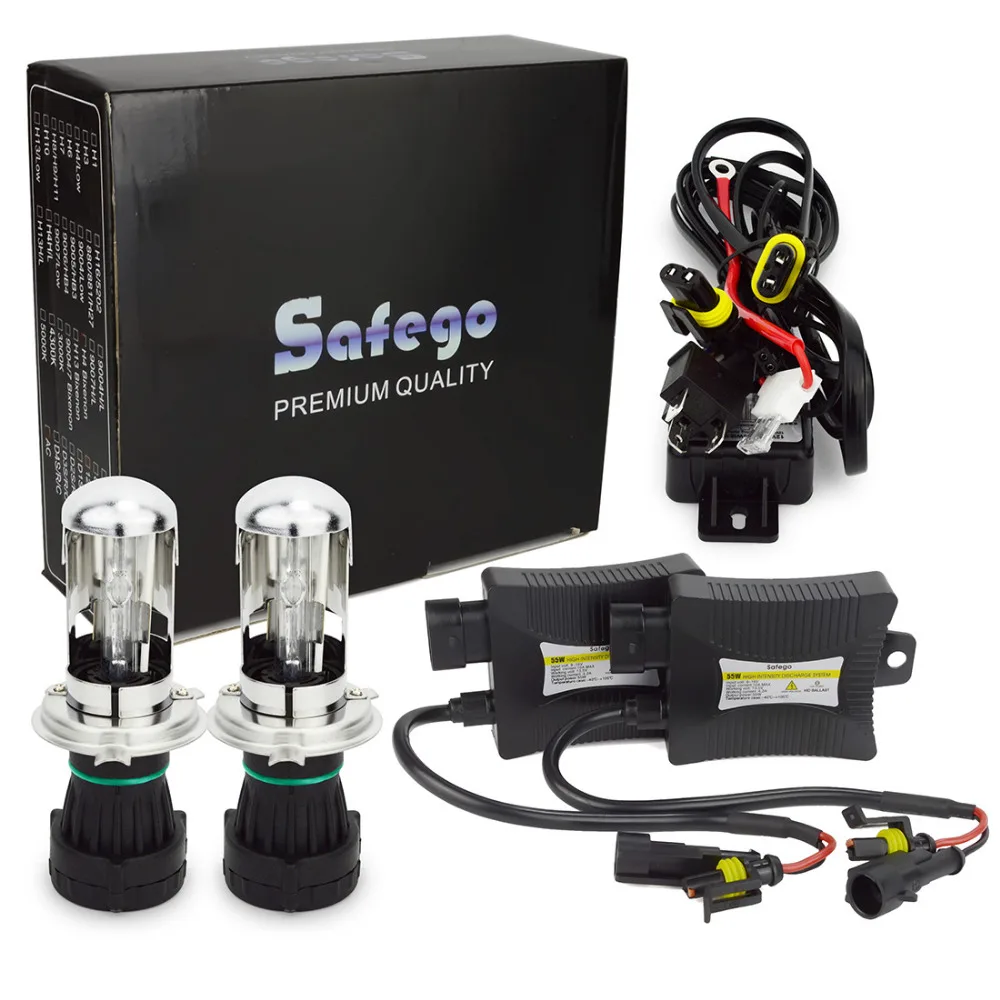 Safego 1set 55w H4 3 Bi xenon Hid kit 9007 9004 H13 Hi Lo BI XENON