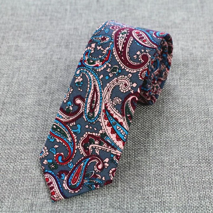 GUSLESON Модный тонкий мужской галстук, хлопчатобумажный галстук для мужчин, повседневный Галстук Пейсли для мужчин, деловые галстуки, вечерние галстуки для жениха