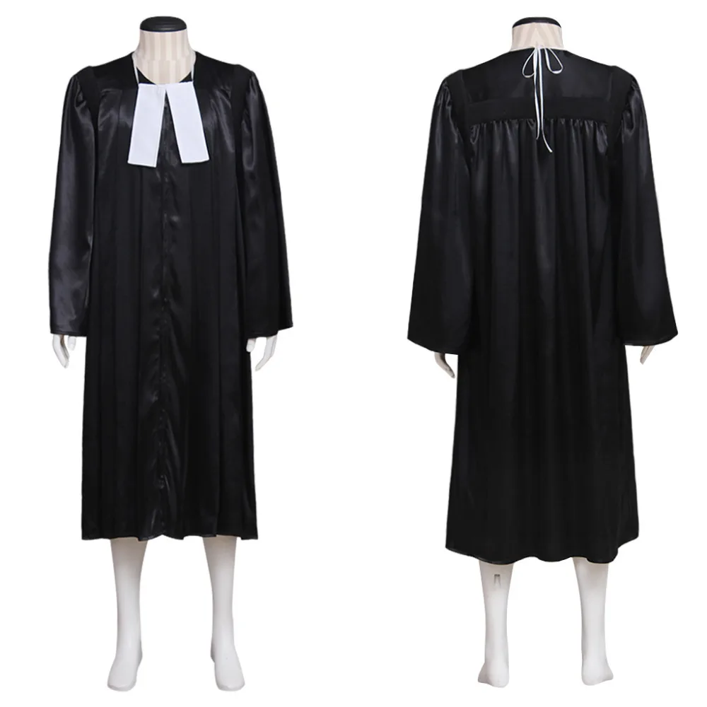 Judge's Black Robe Cosplay Costume Suit Adult Halloween Carnival