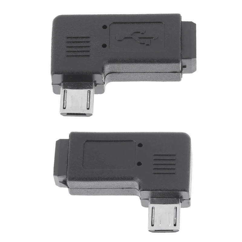 90 Degree Right Angle L Shaped Mini USB Female to Micro USB Male Date Transfer Adapter Charging Converter Connector Black