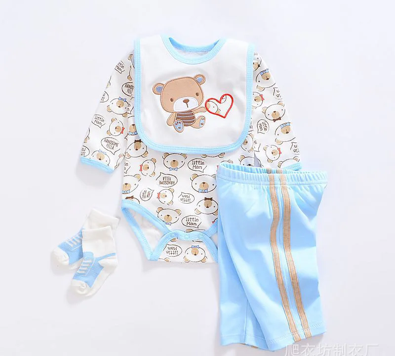 50 57cm Cotton Boy Romper Short Sleeve Newborn Baby Clothes Boys 4Pcs