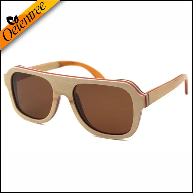 Oeientree, коричневые, для скейтборда, деревянные солнцезащитные очки, женские, Ретро стиль, солнцезащитные очки, мужские, люксовый бренд, поляризационные, винтажные, деревянные, Брендовые очки
