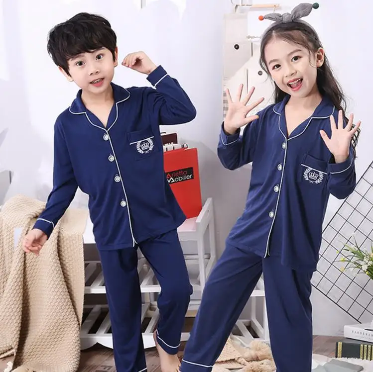 

2019 Spring and autumn boys sleepwear Children's pajamas long sleeves cotton pijamas suits boys children's homewear lounge sets
