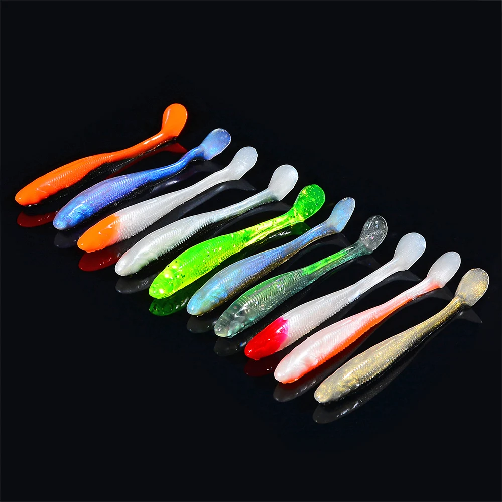 

10pcs/lot Artificial Fishing Lure Soft Lure 2.5g/7cm Shad Carp Baits Swimbait Jig Head Fishing Silicone Rubber