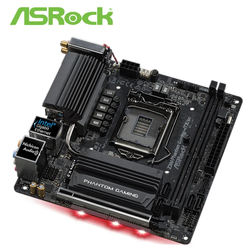 Полный ASRock Z390 Phantom Gaming-ITX/ac небольшой стальной пистолет phantom материнская плата TYPE-C интерфейс lightning настольная игровая доска