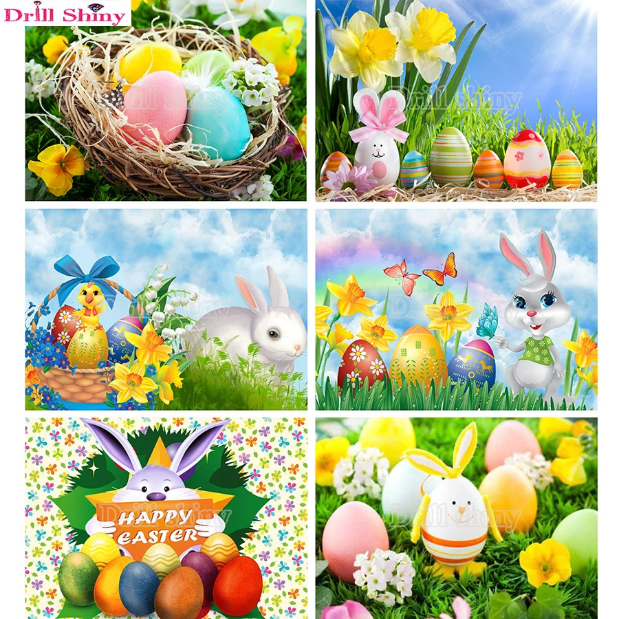 

NEW Full square/round drill 5D Diy Diamond Painting Easter rabbit/eggs/flower 3D Diamond Embroidery Mosaic Rhinestone wall decor