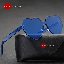 UVLAIK солнцезащитные очки в форме сердца, женские солнцезащитные очки с прозрачной оправой, винтажные очки без оправы, UV400