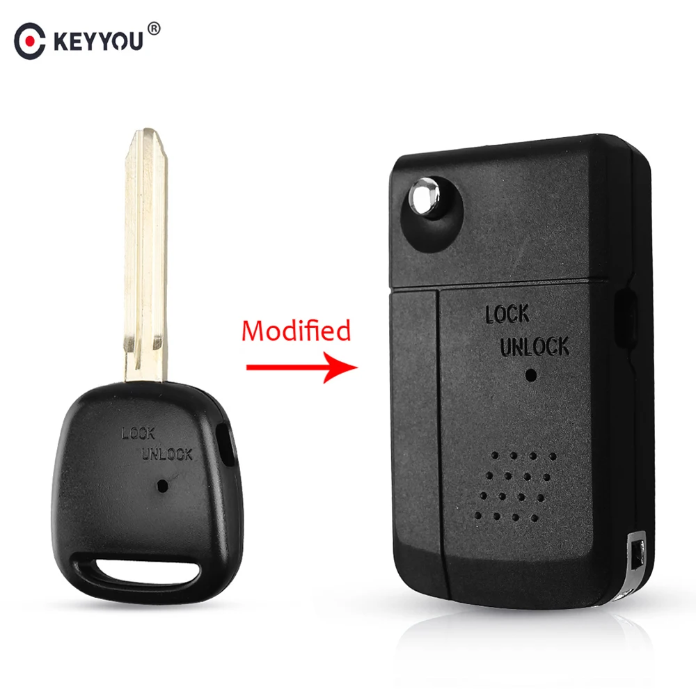 

KEYYOU Modified Flip Folding Car Remote Key Shell Fit For Toyota Carina Corolla Celica Estima Previa Side 1 Button TOY43 Blade