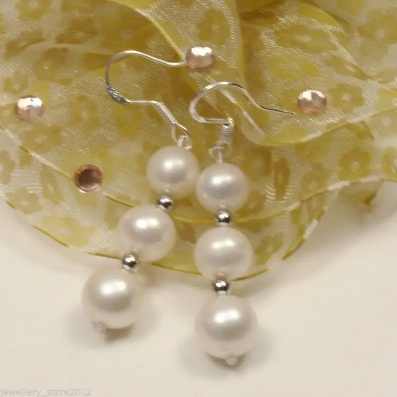 

Hot sale new Style >>>>beautiful AA 8mm white sea shell earrings