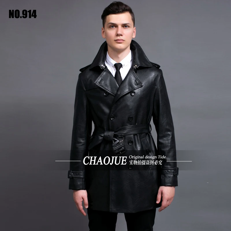 Popular Mens Black Leather Trench Coat-Buy Cheap Mens