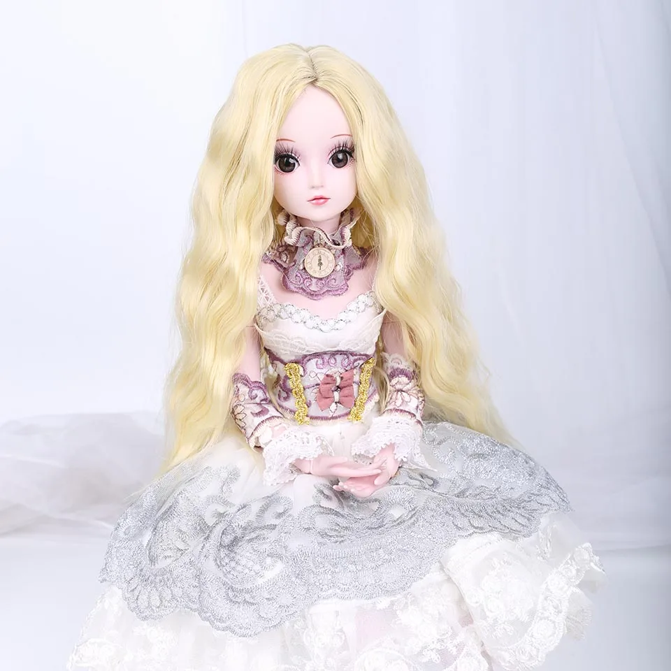 Allaosify серебристо-серый Боб Длинные прямые и кудрявые челки 1/3 1/4 BJD парики высокотемпературное волокно для волос куклы - Цвет: 2