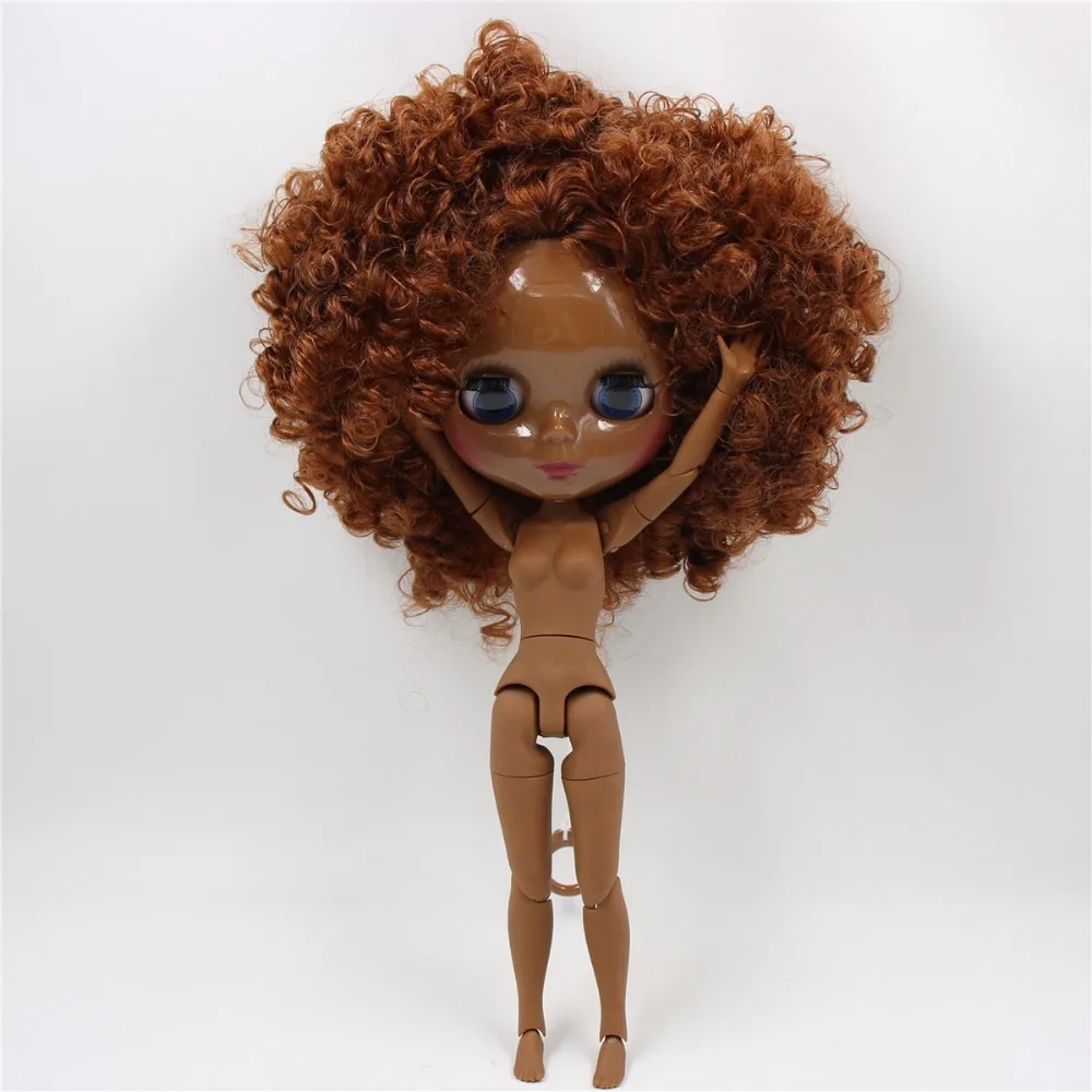 Neo Blythe Doll with Brown Hair, Black Skin, Shiny Cute Face & Custom Jointed Body 4