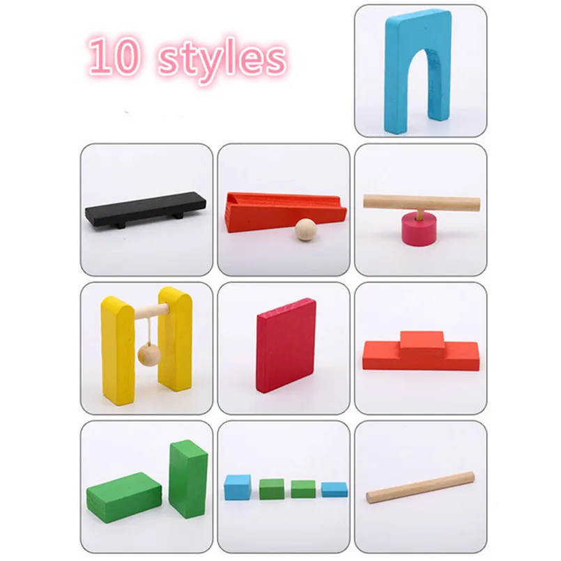 Toy Building Blocks Domino Set Chidlren Wooden Domino Toys