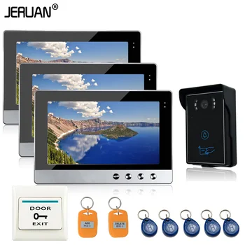 

JERUAN New10 inchColor Video Door Phone Intercom System 3 monitors outdoor support RFID Card Access waterproof tamper alarm