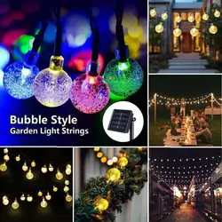 30 светодиодов солнечные Пузырьковые гирлянды для Рождественская Домашняя вечеринка деревья садовый декор