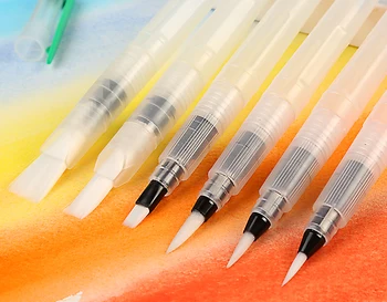 

6Pcs Large Capacity Barrel Water Paint Brush Set Different Shape Soft Calligraphy Painting Brush Drawing Pen Art Supplies