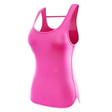 Для женщин спортивные Танк+ бюстгальтер быстрый сухой Gymming жилет Футболка Йога тренировки, фитнес, упражнения работает Костюмы футболки бренда жилет