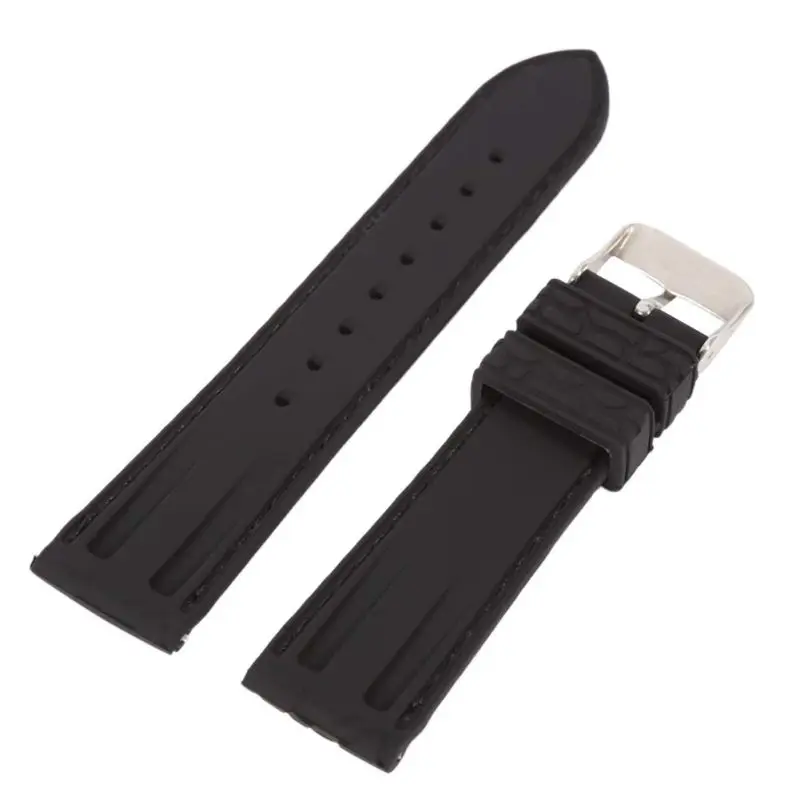 

Silicone Rubber Strap Watch Crocodile Pattern Brown Black 20 22mm Durable Watchbands