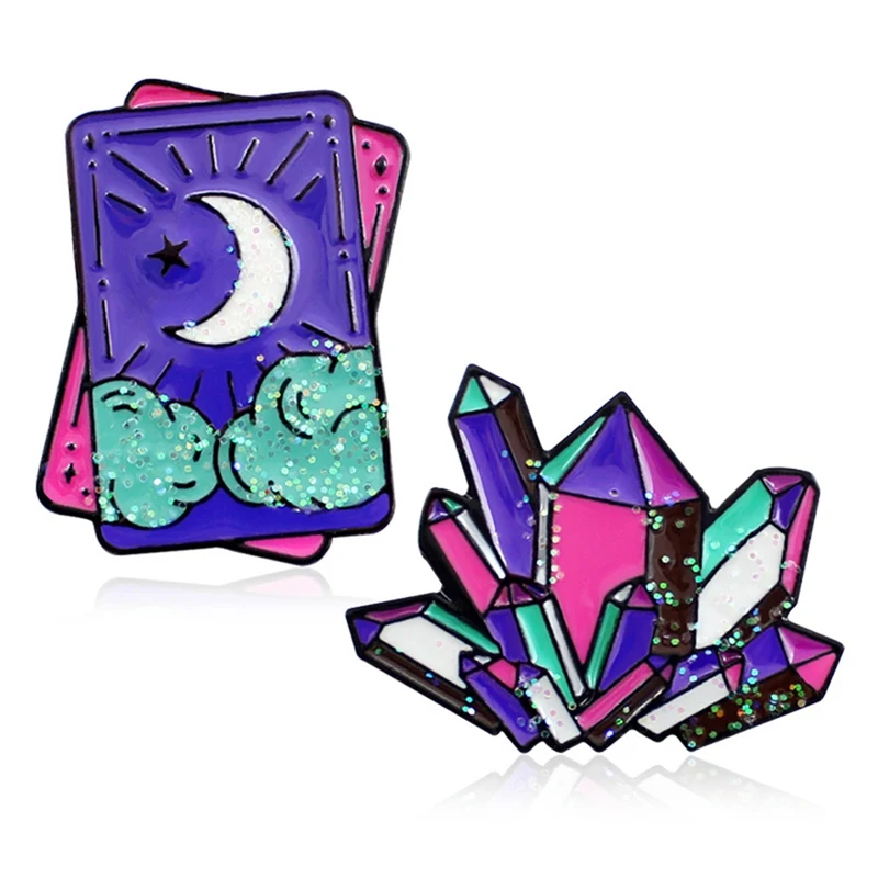 

Tarot Mineral Pattern Icons Metal Enemal Pins Badges Brooches Backpack Decoration Badge For Clothes Diy