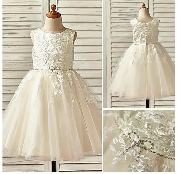 

Girl's Pageant Formal Dress 2017 Flower Girls Princess Dresses Lace Embroidered Gowns Kids Birthday Dress Children Wedding Dress