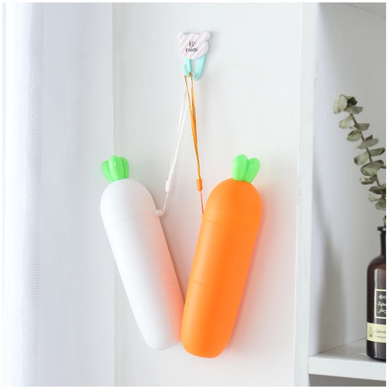 Портативный Зубная щётка Кепки случае Симпатичные Морковь Форма бытовой Зубная щётка зубная паста Организатор Открытый Путешествия хранения чашки