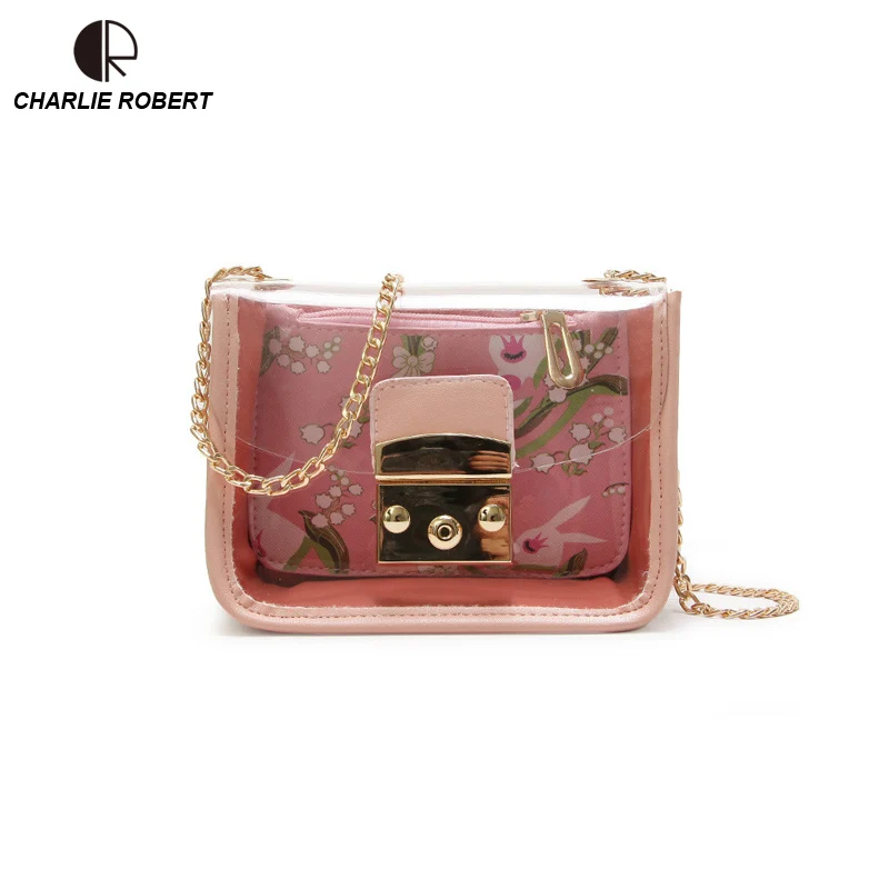 2019 New Spring Style Women Lady Shoulder Bags 5 Color PVC Transparent Casual Cartoon Appliques Hasp Composite | Багаж и сумки