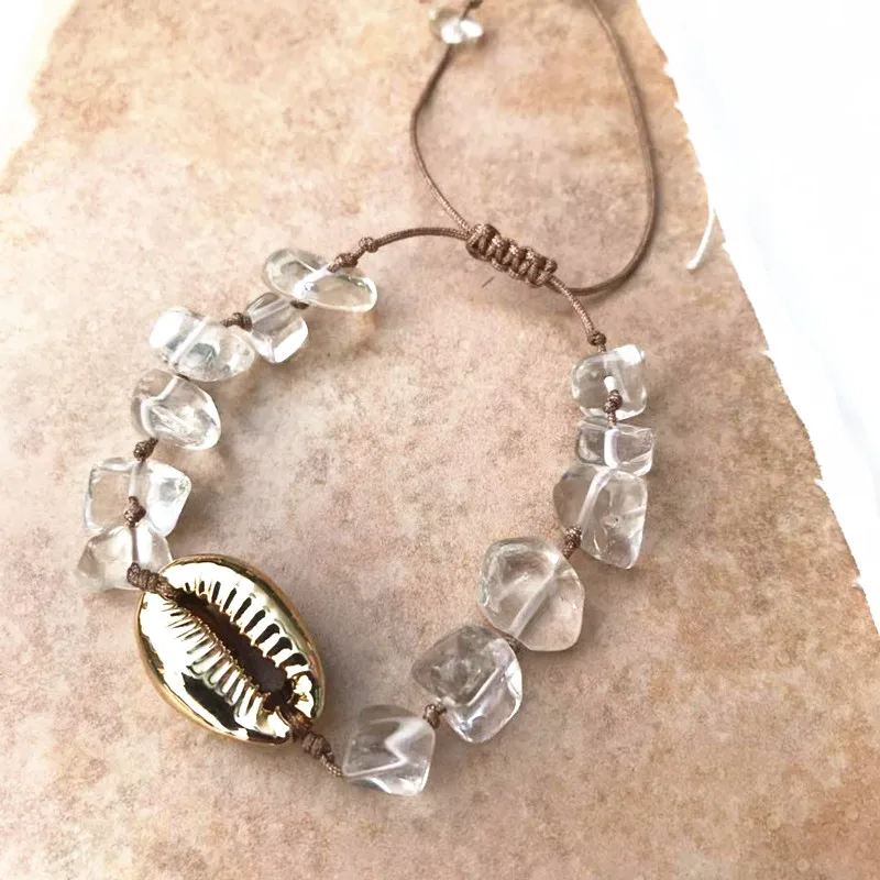 Boho кристалл кварца 24K бусы ожерелья для женщин натуральный Каури ракушек ракушка Шарм GADI ожерелье femme Новинка