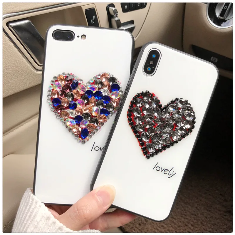 Luxury Fashion DIY heart rhinestone bling diamond lovely phone case for