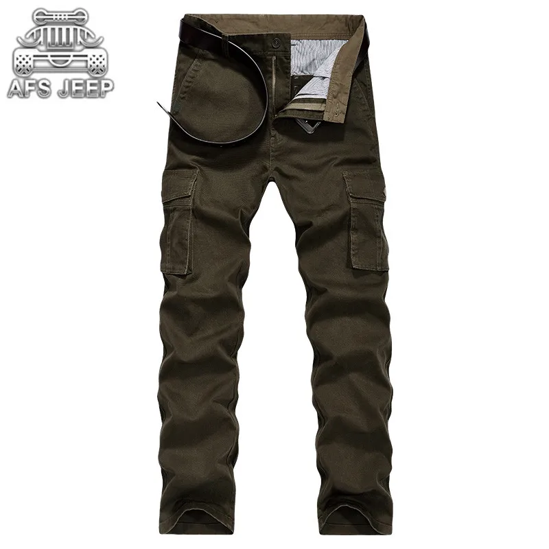 Cargo Men Pants Autumn Winter Thick Big Pockets Desgin Full Length Plus Size 44 Army Military Casua