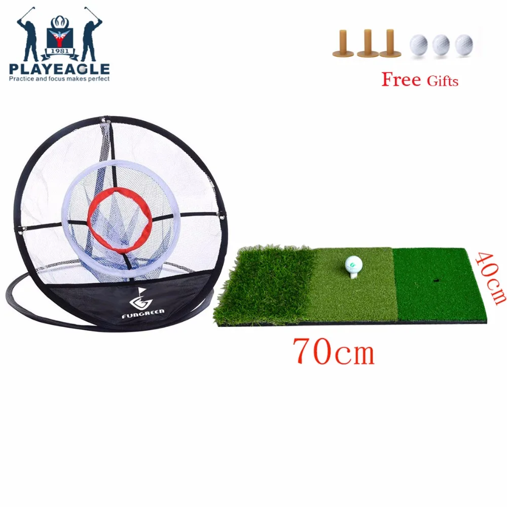 FUNGREEN Golf Hitting Mat 40x70cm Indoor Chipping Net and Mat Practice Rubber Tee Holder Mat Eco-friendly Golf Chipping Mat