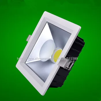

Free shiping square 30w LED COB Downlight 8" AC85~265V,AL+PMMA,White 20pcs