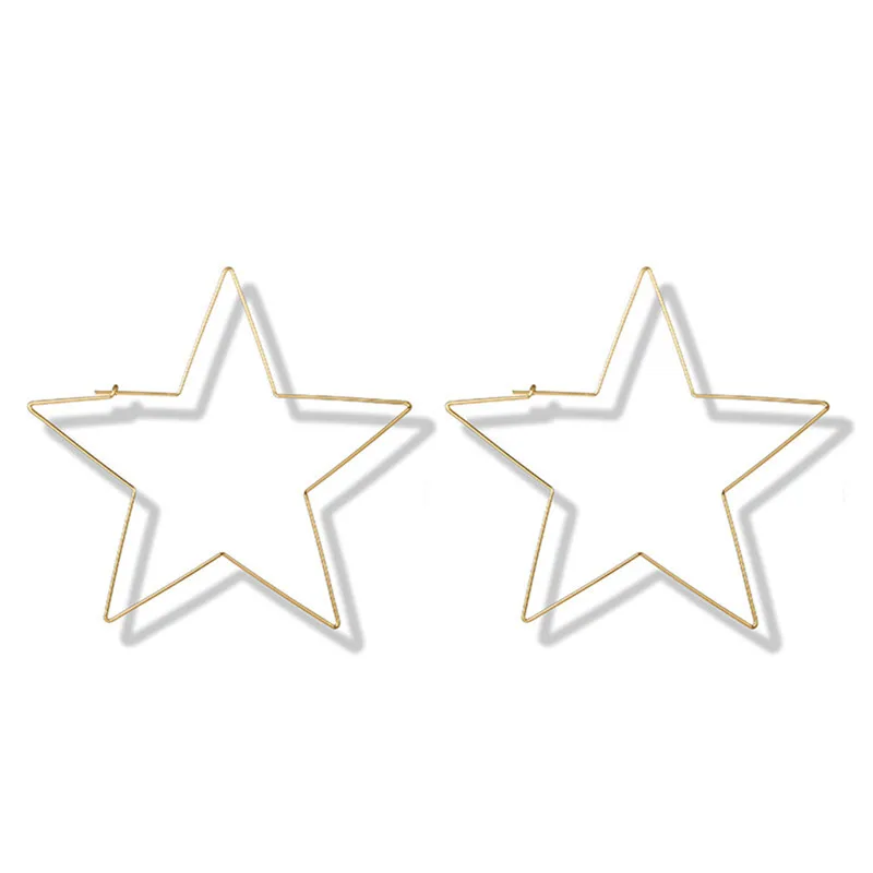

2018 Fashion 1Pair Five-pointed Stars Dangle Earring Exaggerated Personality Tide Hollow Female Street Nightclub Jewelry Gift