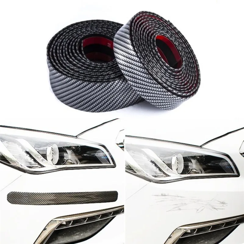 

5CMx1M Universal 5D Carbon Fiber Car Sticker Rubber Molding Door Protection Waterproof Auto Body Bumper Decoration Accessories