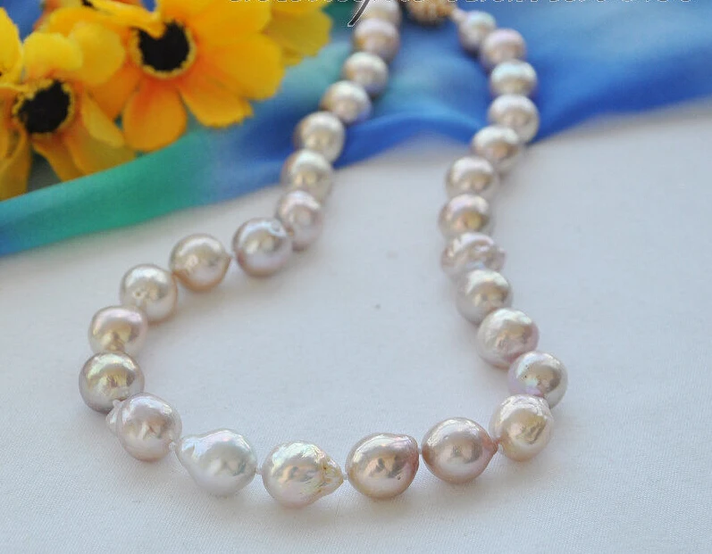 

Lustre 13mm lavender round keshi reborn freshater pearl necklace 17inch (A0513)