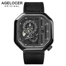 Mechanical Men's Watches AGELOCER Brand Men Sports Watch Black Swiss Brand Leather Wristwatch 50M Diver Watch Relogio Masculino luxury agelocer wristwatch swiss brand mechanical role watch automatic big date window second disk military fossiler watch men