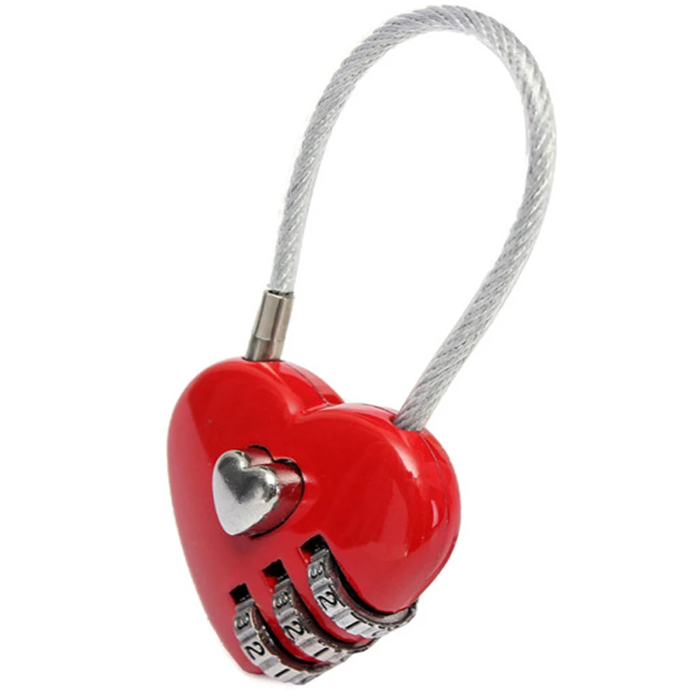 Hot Sale Mini luggage locks 3 Digits Heart Shaped or Love Lock Code