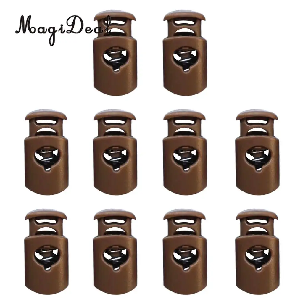 MagiDeal Pack 10 Single Hole Elastic Shock Cord Bungee Rope Barrel Stopper Lock End Toggle Buckles with Metal Spring