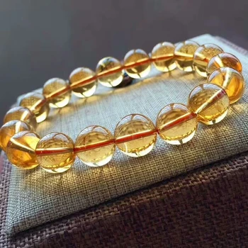 

Natural Citrine Quartz Yellow Wealthy Crystal Round Beads 11mm Bracelets Gemstone Stone Stretch Woman ManAAAAAA