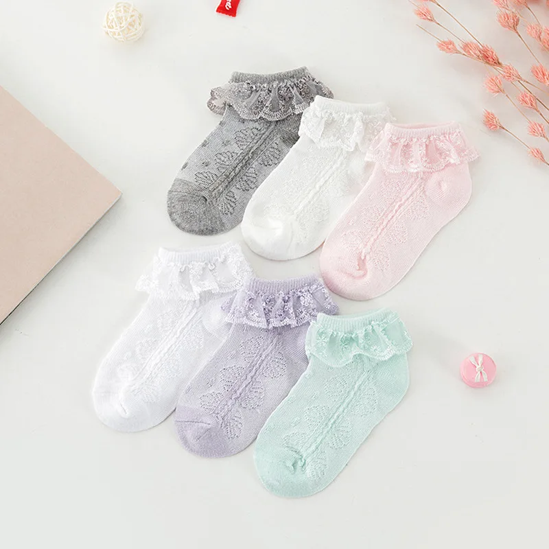 

New Spring Summer Candy Colors Retro Lace Ruffle Frilly Ankle Short Socks Kids Princess Baby Girl Socks Retail One Pairs for Kid