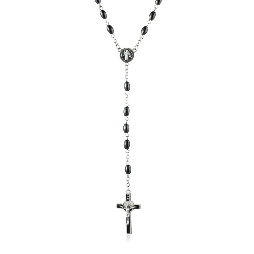 Мужские четки, бусы, ожерелье с орден Святого Бенедикта, звено цепи, подвеска в виде креста с Иисусом, ожерелье для женщин, Религиозные ювелирные изделия kolye NC169