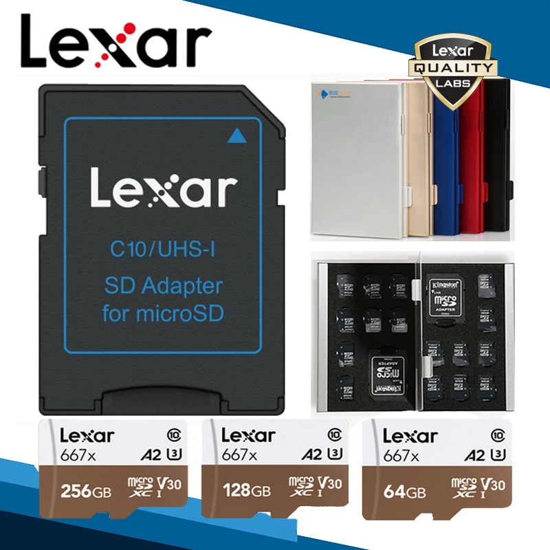 Lexar адаптер карты Micro SD карта чехол 667x64 ГБ TF карта 128 Гб карта памяти UHS-I A2 U3 V30 C10 256 ГБ подставка для телефона Спортивная камера карты