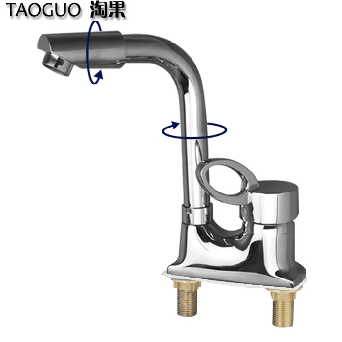Fruit double hole basin mixed water valve double three hole wash basin hot and cold faucet