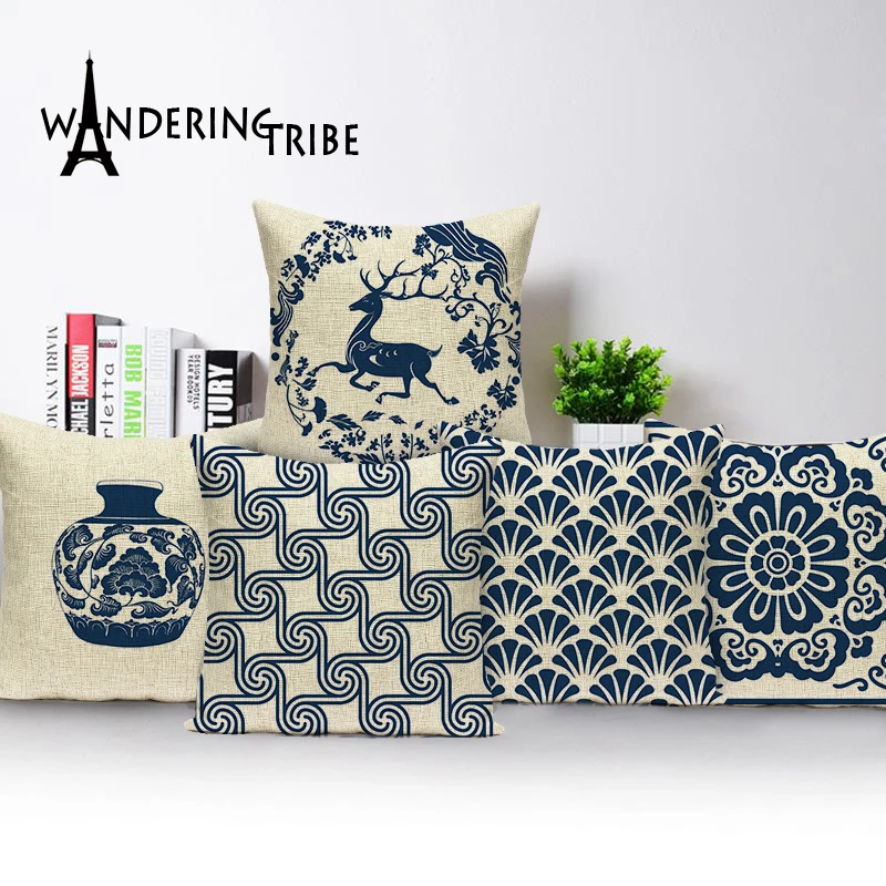 

Hot Sale cushion cover geometric custom decorative cushions pillow cover chinoiserie pillowcase decorative cushion covers